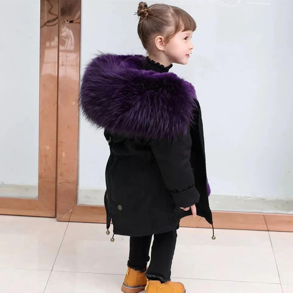 Детская одежда для маленьких девочек большая парка со съемным воротником из
