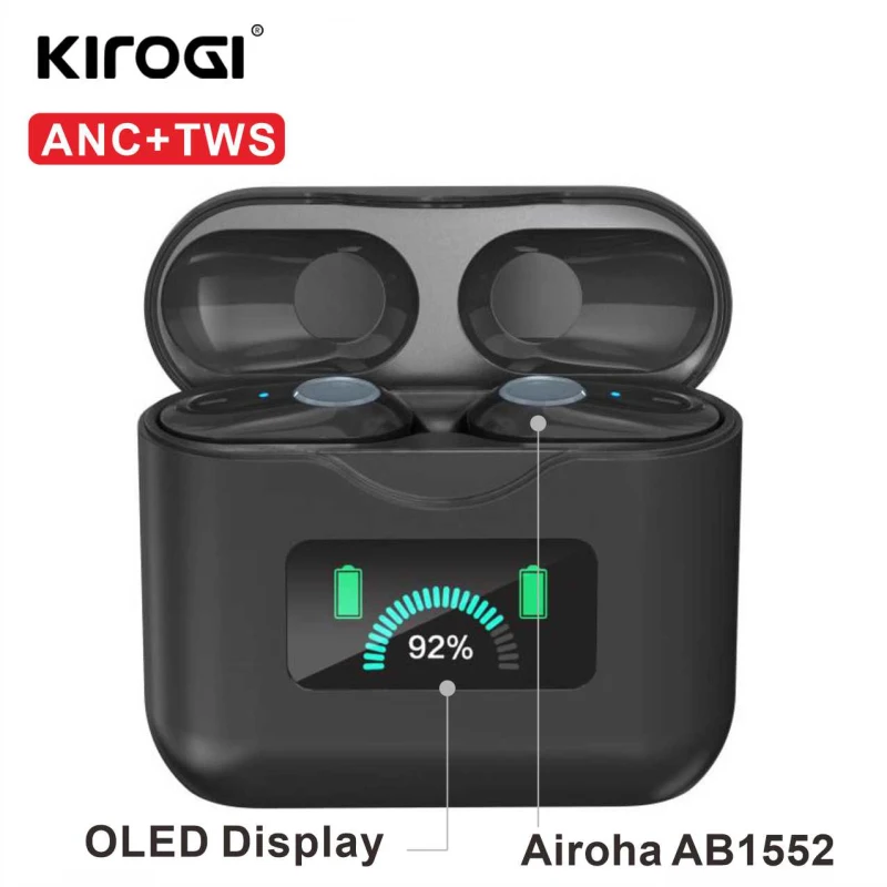 ANC наушники вкладыши TWS с OLED Дисплей True активный Шум шумоподавления Беспроводной
