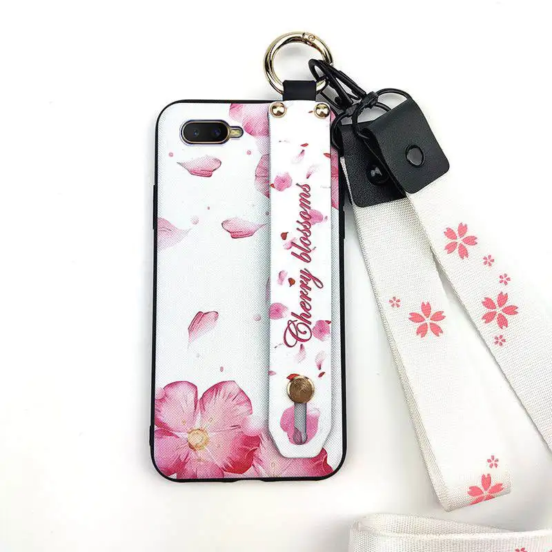 

Anti-dust For Woman Phone Case For OPPO K1/AX7 Pro/R17 NEO/R15X/Reno A Wrist Strap Silicone