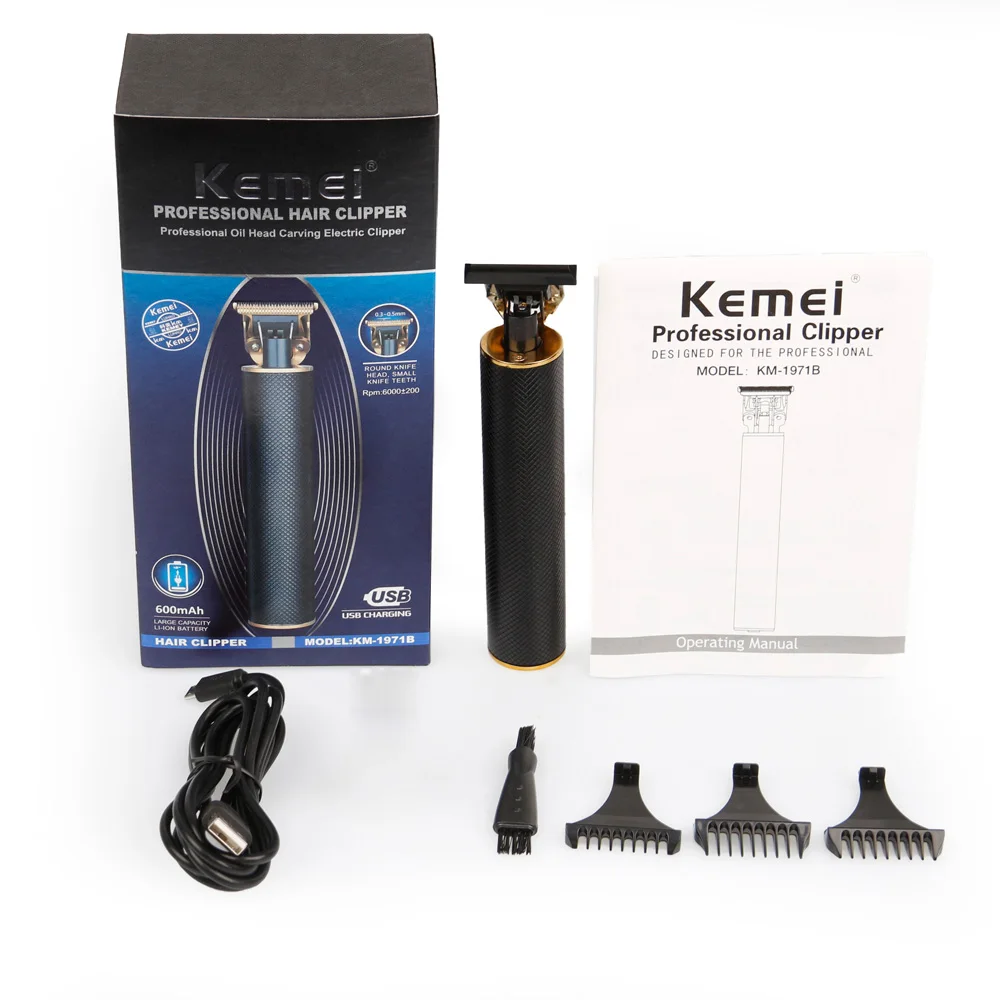 Kemei 1971B Pro Li T-Outliner Skeleton Heavy Hitter Cordless Trimmer Men 0mm Baldheaded Hair Clipper Finish Cutting Machine | Бытовая