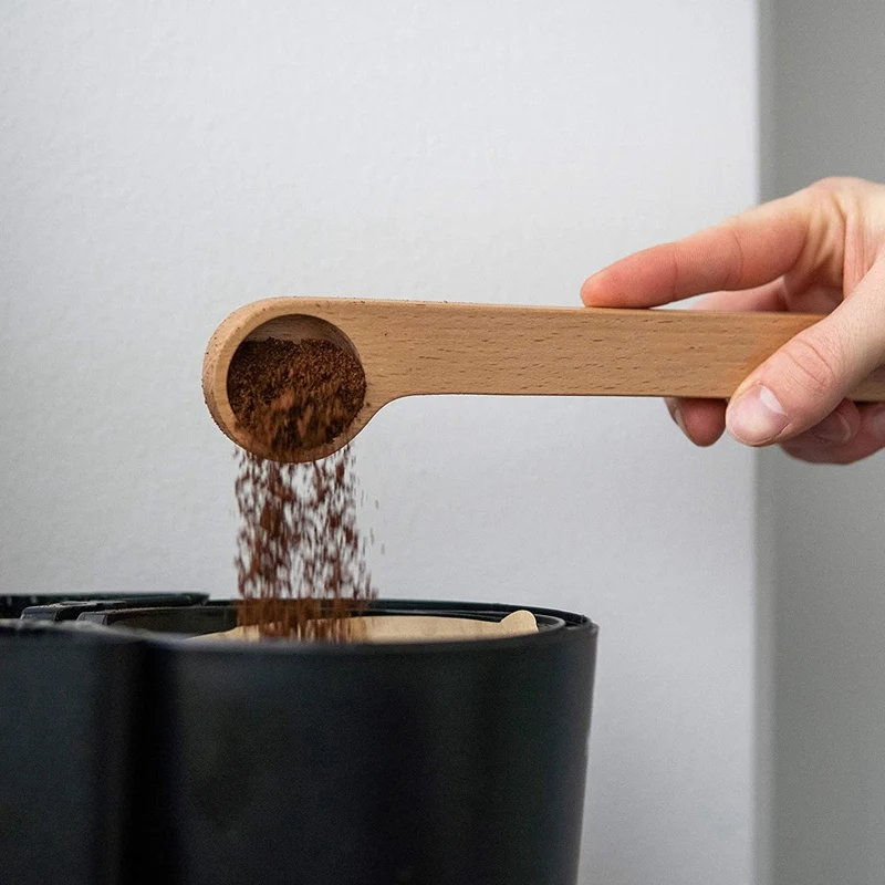 

Wooden Coffee Scoop and Bag Clip Measure Spoon 2-In-1 Bags Sealer Measuring Spoon for Beans,Espresso Coffee 3Pc