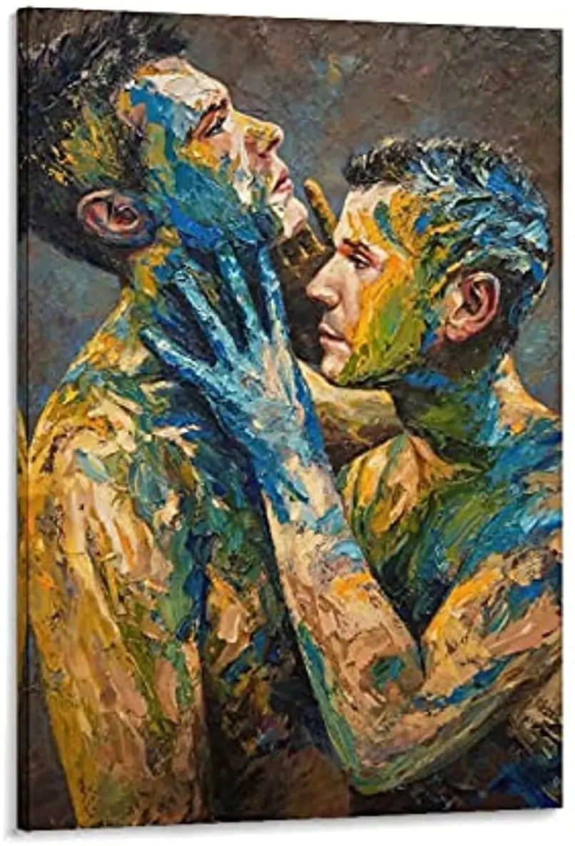 

Gay Art Couple Canvas Painting Wall Painting Picture Hd Print Fusion Couple Wall Oil Painting Prints Naked Men Home Decoration