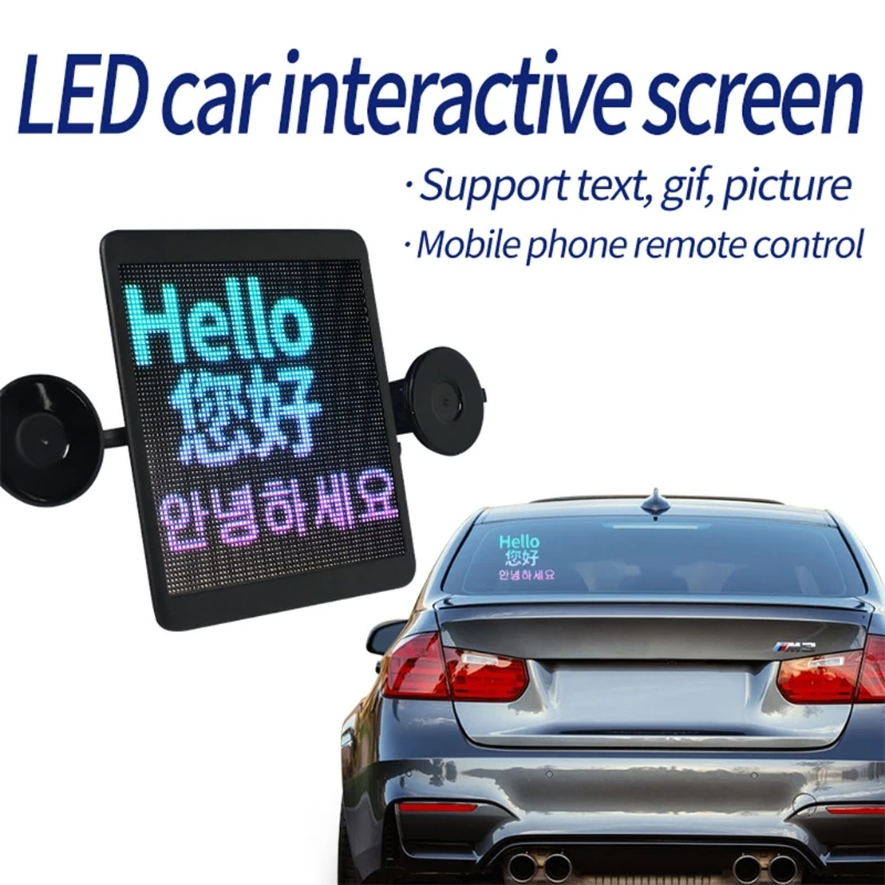 

1Pc Car LED Display Screen App control bluetooth Expression Picture DIY Scrolling LED Sign Full Color Car Rear Window Monitor