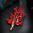 Брошь в форме пшеницы, из металлического сплава, золотого и серебряного цвета, синий, красный кристалл