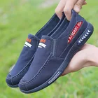 Туфли мужские легкие из денима, повседневные холщовые лоферы, без застежки, дышащие, без каблука, Нескользящие, кроссовки