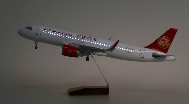 1/80 масштаб 47 см самолет Airbus A320 NEO JUNYAO авиакомпания модель светодиодный светильник и шасси колеса литой смолы коллекция выставки