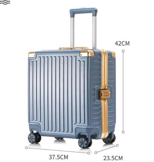 

2021 new 18-inch aluminum frame luggage female mute universal wheel suitcase password cabin trolley case