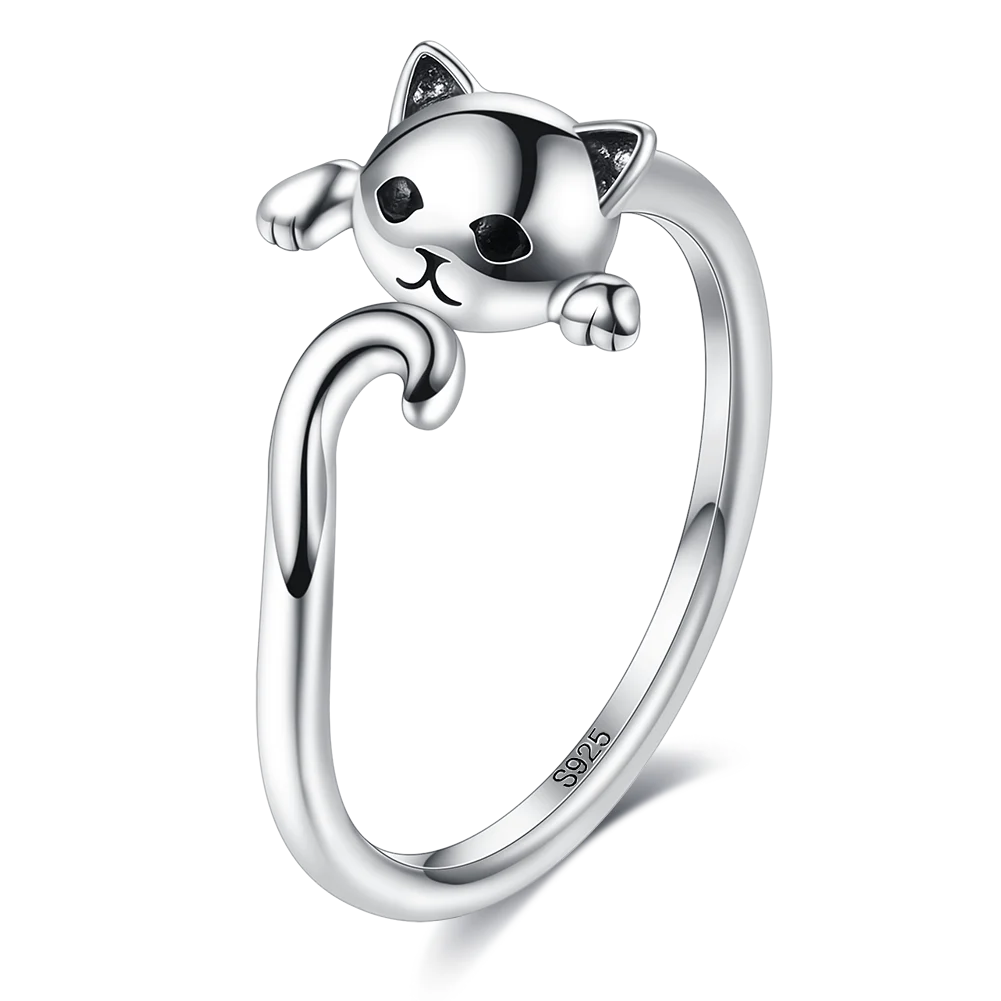 

ZEMIOR S925 Sterling Silver Cat Shaped Lovely Design Rings For Women Send Wife Fashion Jewelry Best Selling Valentine Day Gift