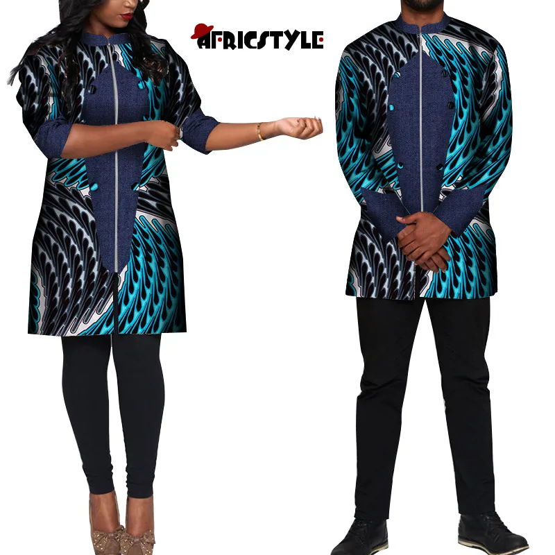 2020 New best-selling African women's dress Bazin Riche men's jacket suit lovers' dress printed jacket wyq292