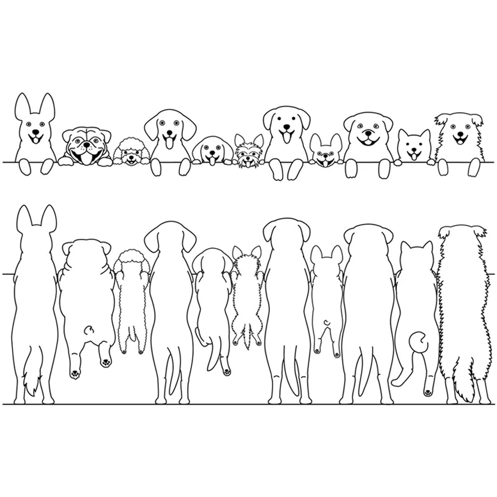 AZSG Smile Dog Cutting Dies Clear Stamps For DIY Scrapbooking/Card Making/Album Decorative Silicone Stamp Crafts