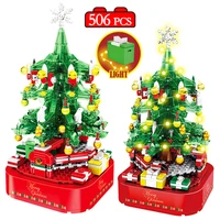 city christmas led light pine tree rotating music box building blocks friends santa christmas series bricks toys for kids gifts