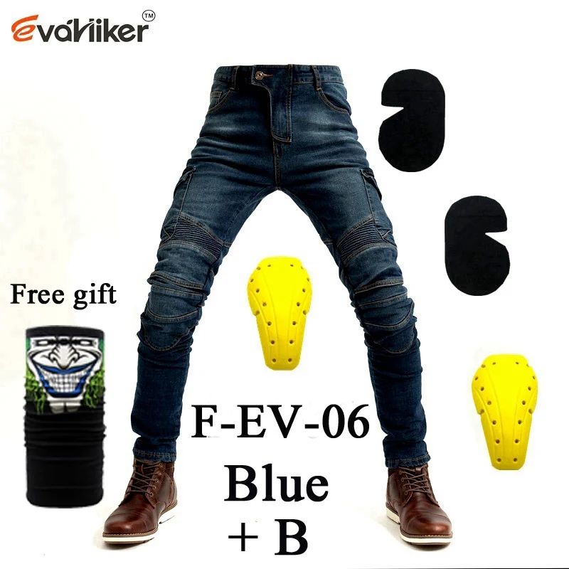 F-EV-06 Blue B Высокое качество шорты джинсы локомотив с коленом протектор Rider брюки CE gear мотоциклетные шорты досуг культивировать старые джинсы Cow - Цвет: F-EV-06 Blue B
