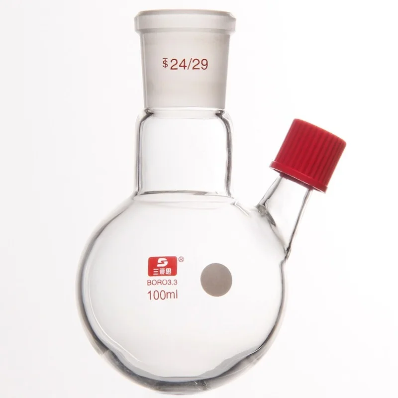 Наклонная два Порты и разъёмы фляга круглое дно реакции бутылки резьбовые