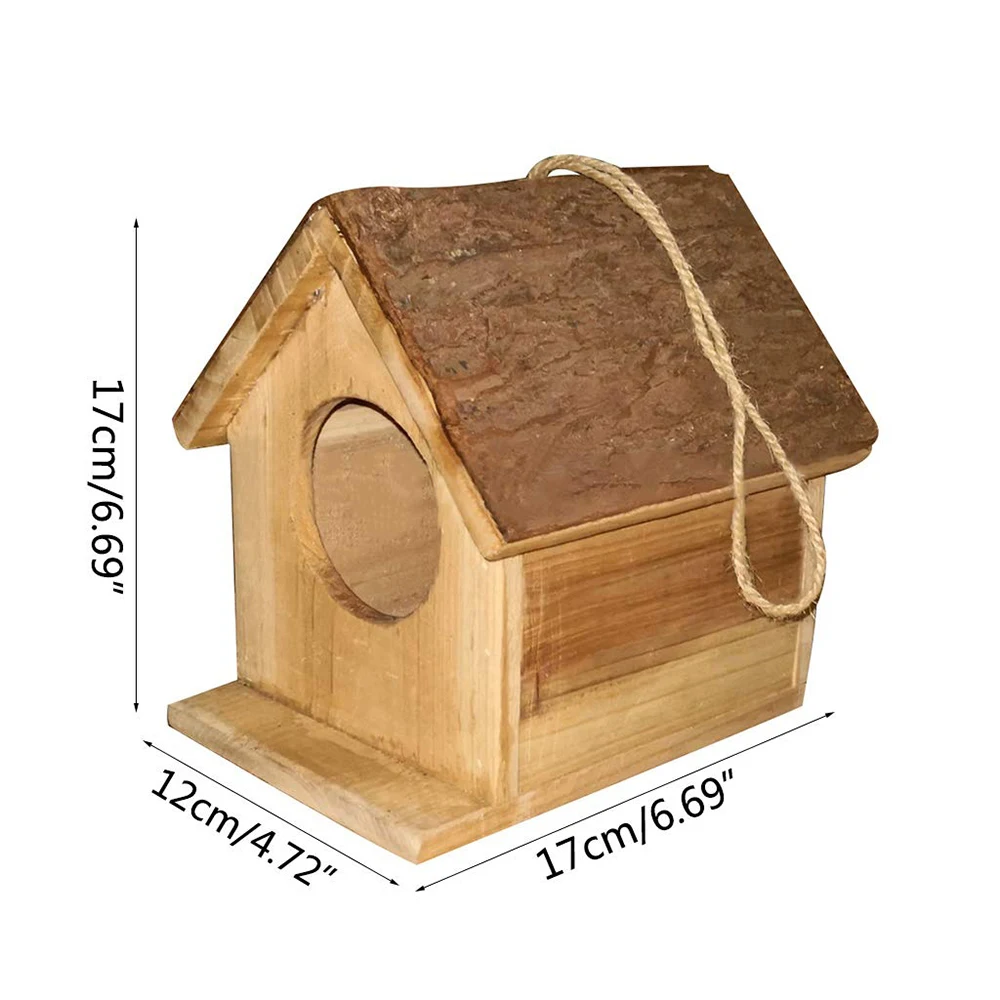 wood color Деревянная птичья клетка висячий попугай дом садовые украшения креативные птичьи домики уличные попугаи плавники клетка для попугая гнезда - Цвет: wood color