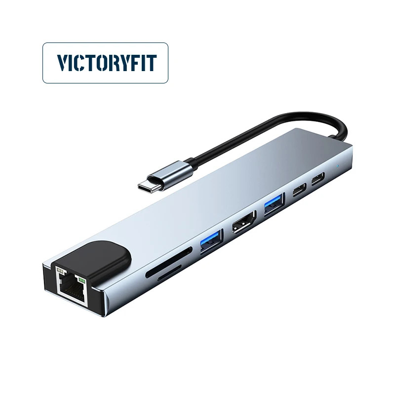 

8 IN 1 USB C HUB Type C to USB 3.0,2.0 Splitter 87W PD Charge Type C to RJ45 Lan Adapter 4K HDMI-Compatible for Type C Laptops