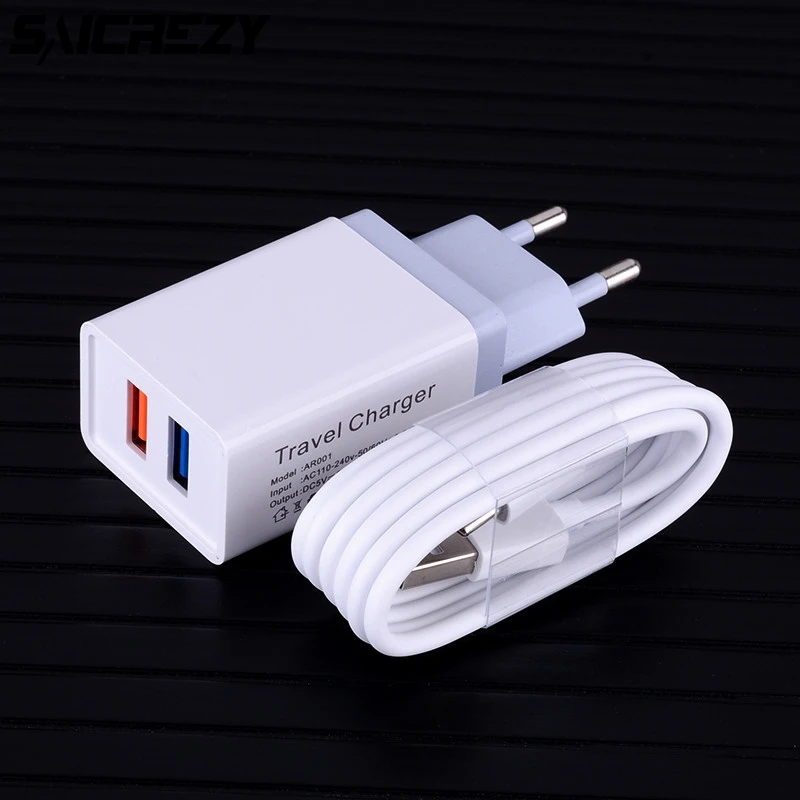5 в USB ЕС-разъем, для поездок настенное зарядное устройство с Micro USB кабелем для samsung Galaxy S3 S4 S6 S7 Edge A3 A5 A7 J3 J5 J7()() A10