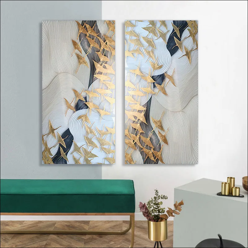 

Modern Abstraction Unframed Painting Golden Bird Canvas Painting Wall Mural Framed Poster Frameless Decoration Printing Wall