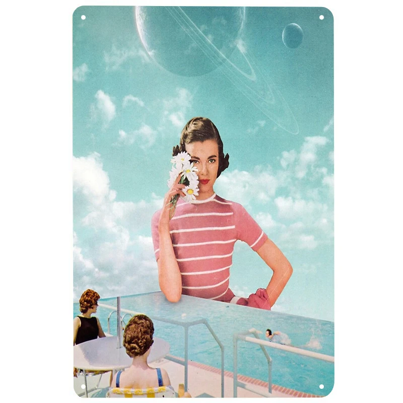 

Плавать женский Печатный винтажный Дневной светильник знаки Забавный плакат Декор для бара паба клуба украшение для гостиной дома