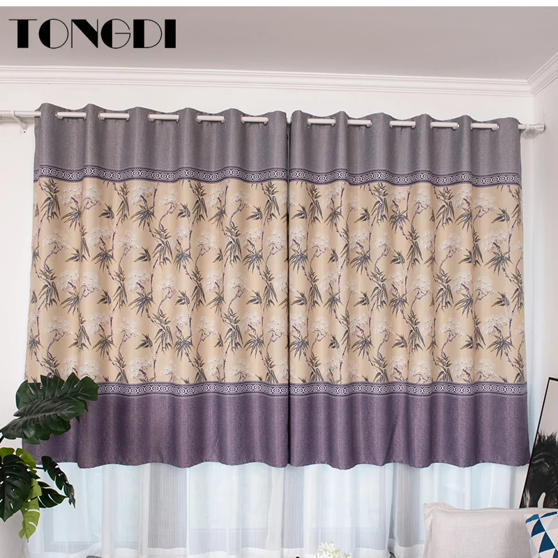 Элегантные затемненные шторы TONGDI с принтом в виде бамбуковых листьев
