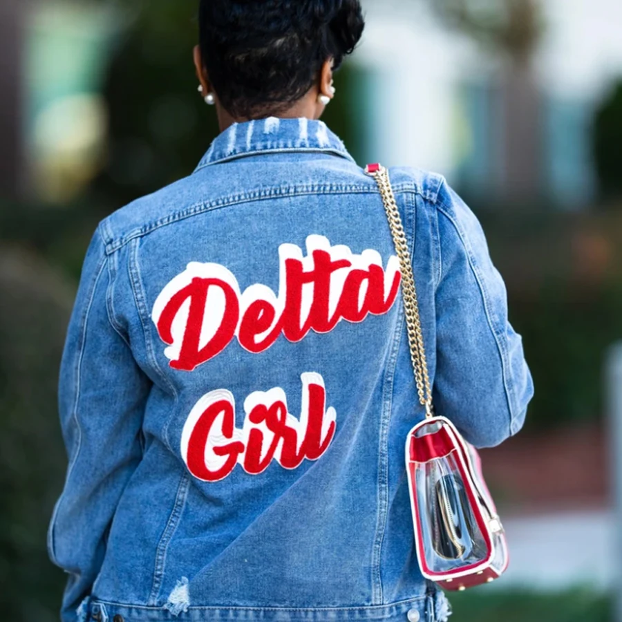 

Delta Sigma Theta Denim Jacket Women Delta Girl Temperament Back Printed Casual Denim Jacket