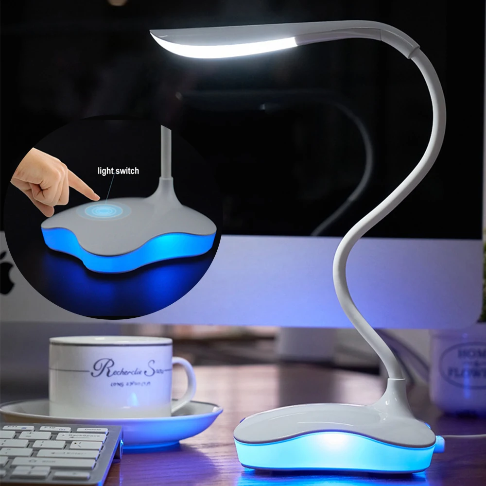

Touch Dimmable LED Reading Light USB Rechargeable Flexible Desk Night Lamp for Home Children's Bedroom Bedside Study Nightlight