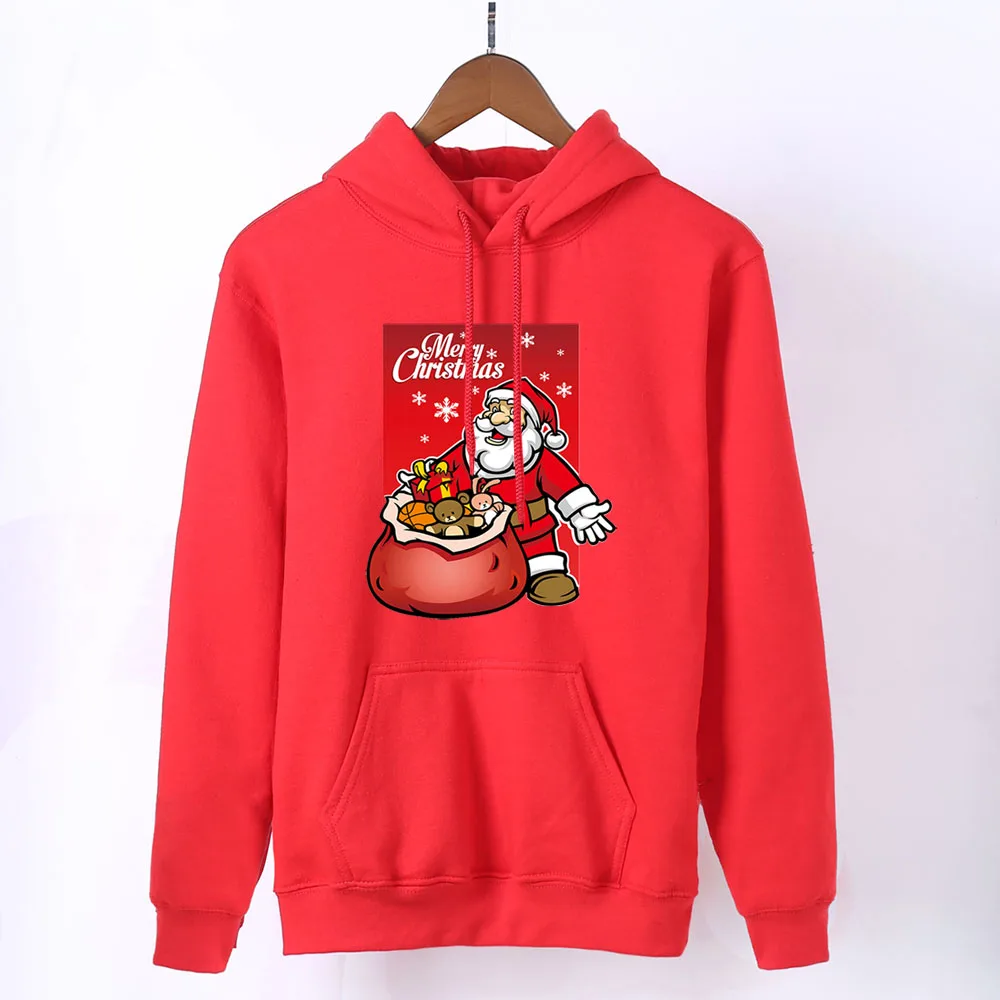 Веселое Рождество Женская толстовка забавная весна осень с капюшоном Санта и