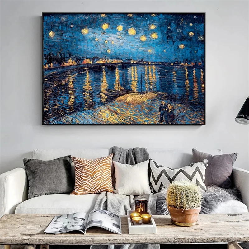 

Impressionist Starry Night Pictures Van Gogh Starry Night Canvas Paintings Replica on The Wall for Living Room Cuadros Poster