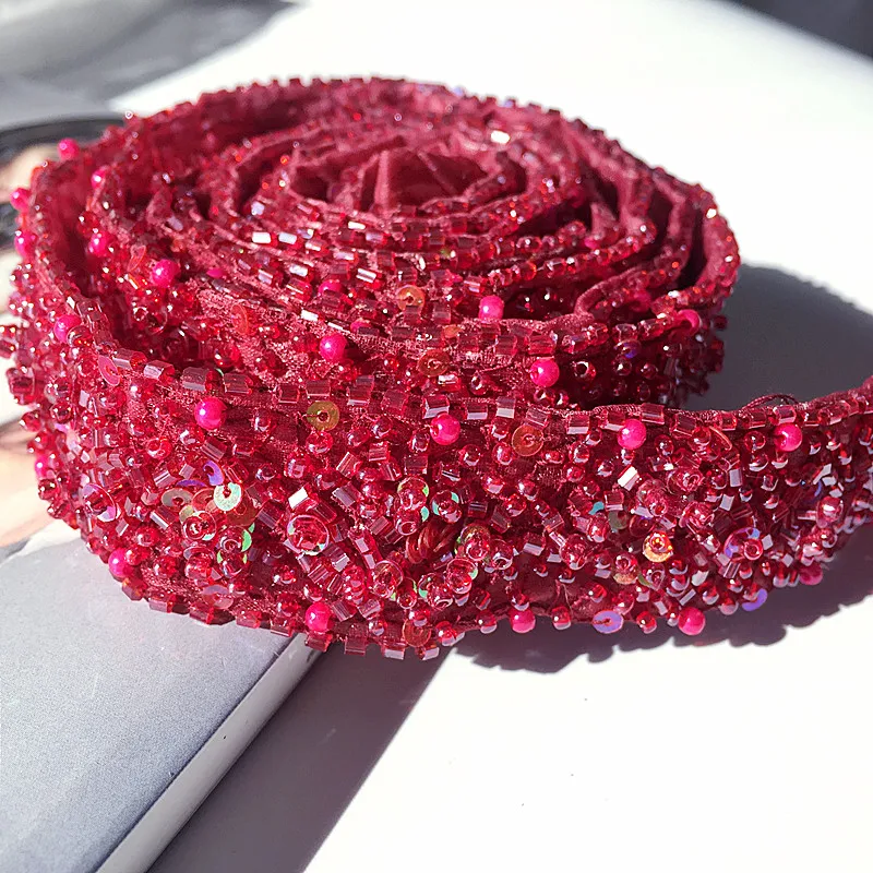 

1m lace bridal dress design beaded fringe trimmings for clothes bags beading appliques patch sewing accessories for curtain