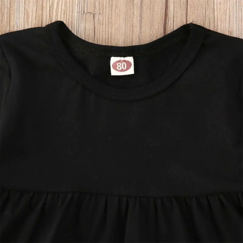 Комплект детской одежды для маленьких девочек черное платье с длинным рукавом и