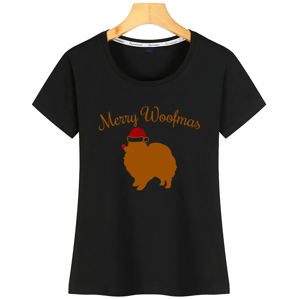 Женская футболка с изображением собаки Санты шляпы померанского