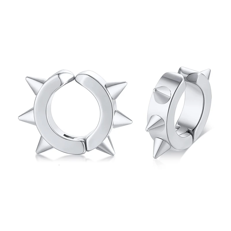 silver Ear clip Черные Готические панк серьги-гвоздики для женщин и мужчин 316L нержавеющая сталь заклепки серьги с шипами рок вечерние ювелирные изделия - Окраска металла: silver Ear clip