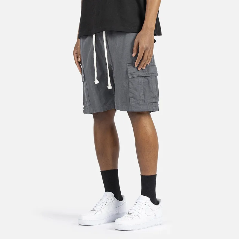 

New Men's Solid Sports Shorts Multi Pocket Lace Up Tooling Shorts Men's Leisure Trend Summer Fashion Shorts