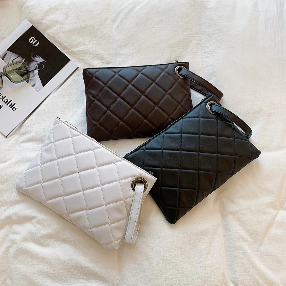 

Fashion Women Envelope Bag Ladies Lattice Pattern Solid Color Wristlet Bag Universal Pouch Friends Birthday Gifts