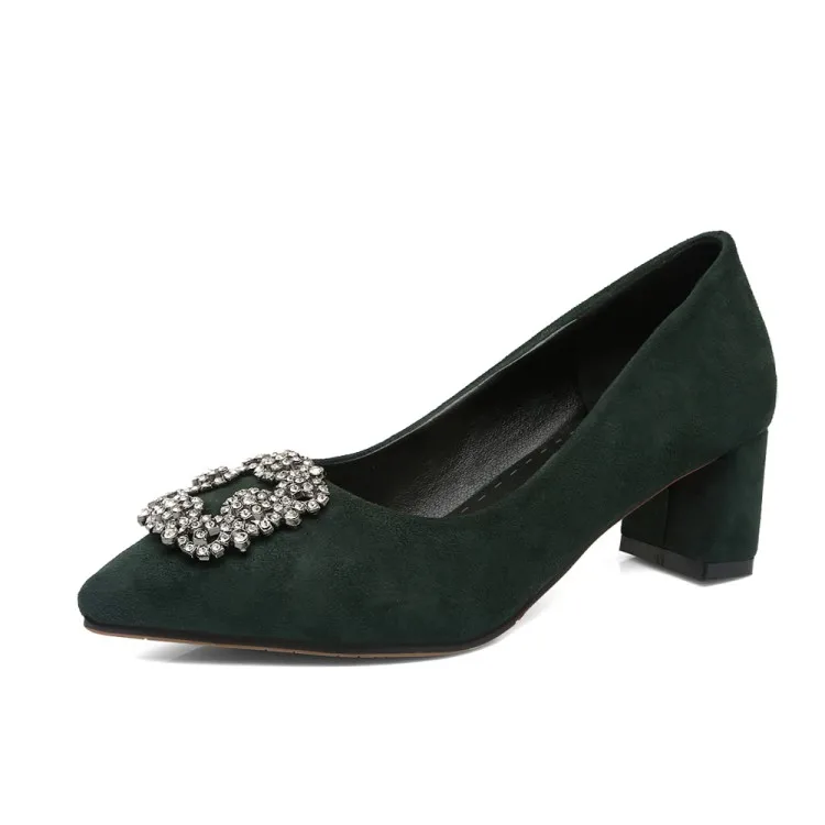 

Plus Size Fashionable pointed water drill buckle single shoe ladies high heels women shoes woman pumps