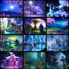 Алмазная 5D Вышивка ночное небо и лес, круглые картины сделай сам, вышивка крестиком, мозаика, домашний декор