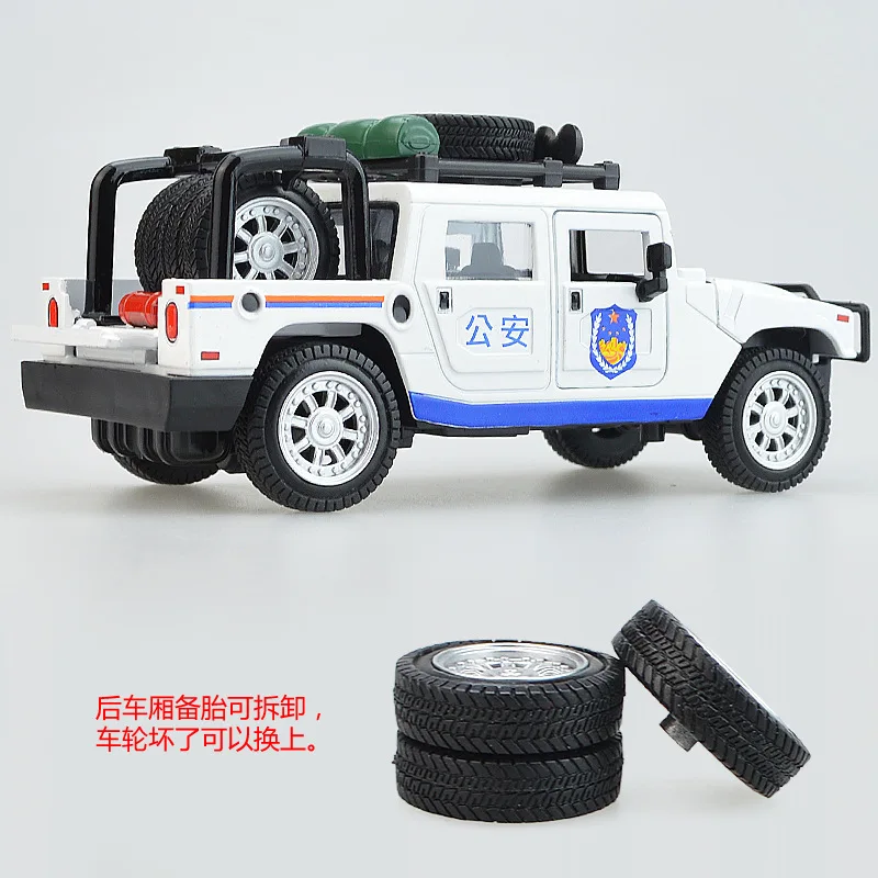 1:32 высокий симулятор Hummer Swat полицейский автомобиль внедорожник со звуком и