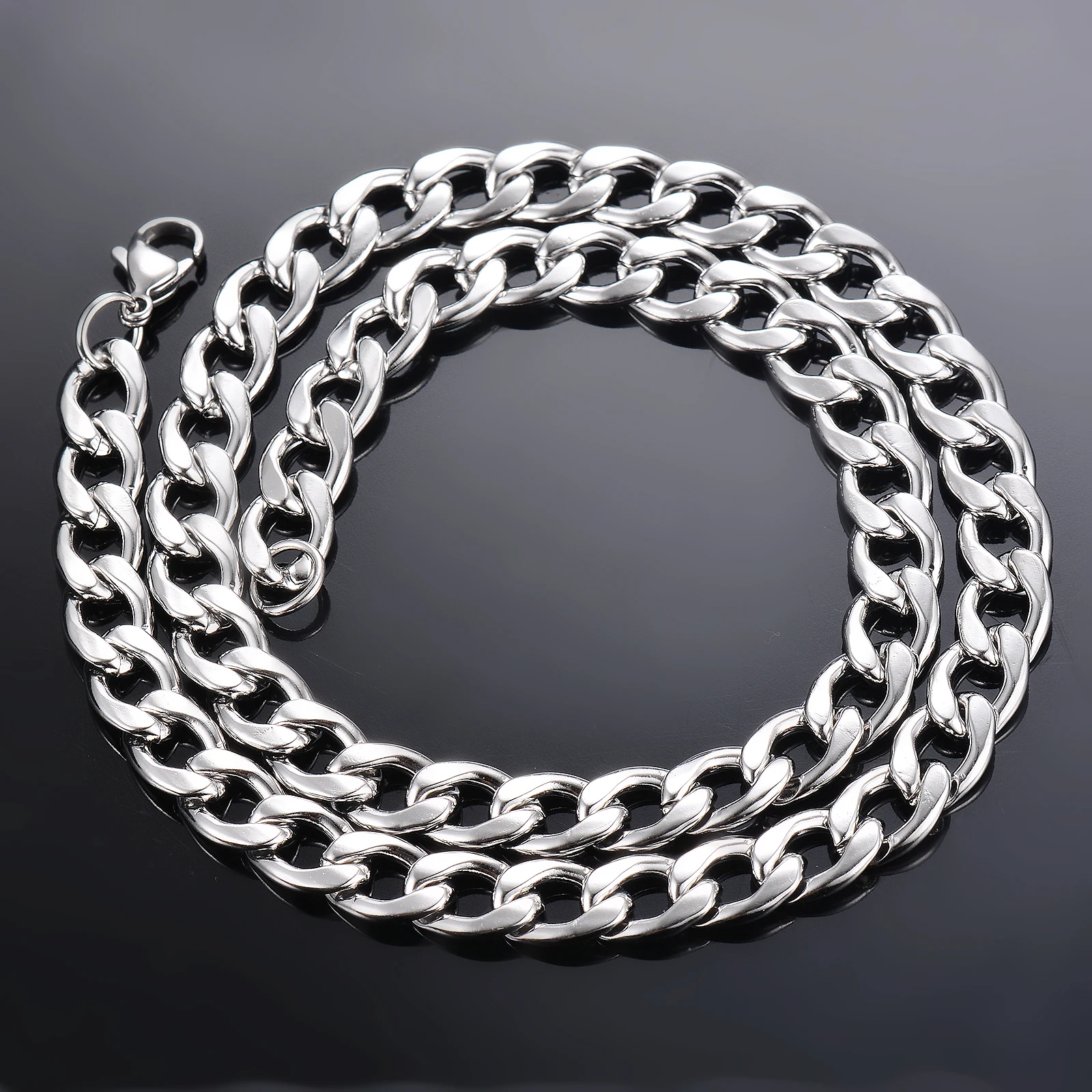 

5 piece Curb Cuban Link Chain Necklace for Men Women Width 3mm/4.5mm/5mm Basic Punk Stainless Steel Chain Chokers