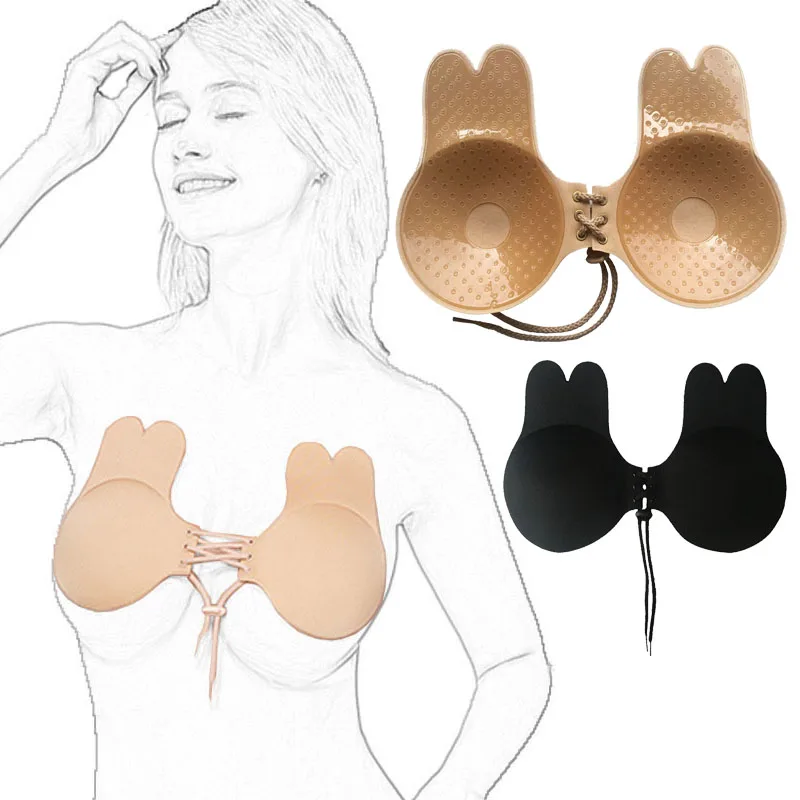 Ниппельный клей бюстгальтер лифт кролика без бретелек Push Up на сексуальное