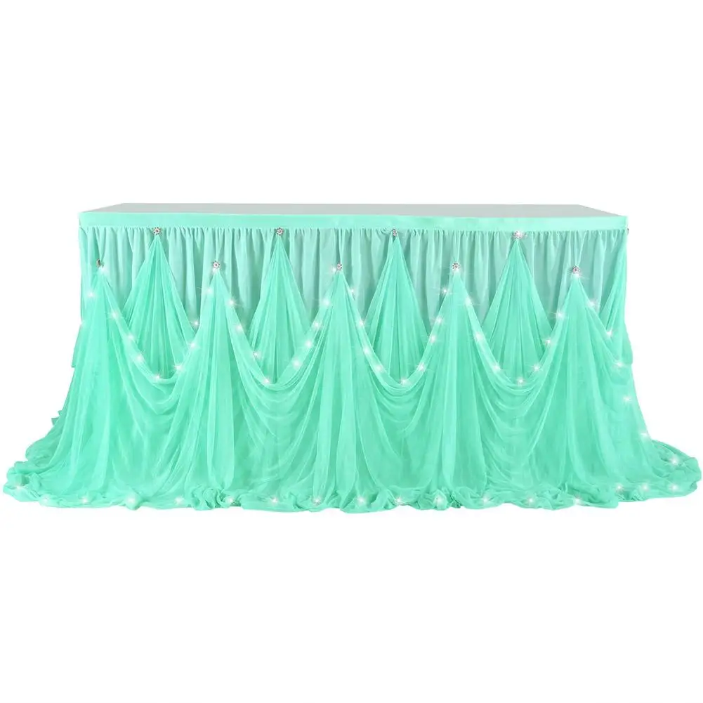 Tiffany Blue HobbyLane светодиодный прямоугольный или круглый стол юбка для вечеринок Свадебный на день рождения банкет Украшение стол юбка с подсветкой - Цвет: Tiffany Blue