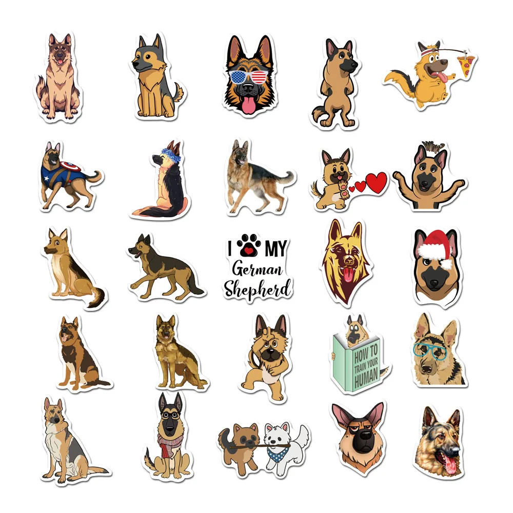 1050pcs german shepherd cute dogs waterproof cartoon sticker for luggage car guaitar skateboard phone laptop bicycle stickers free global shipping