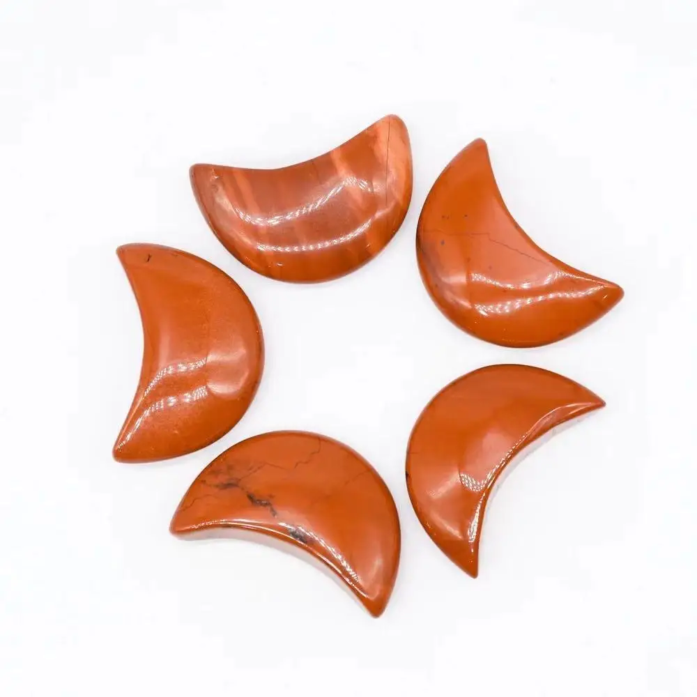 

5 шт., душевное исцеление, отполированная Натуральная красная яшма, мини луна, 30 мм