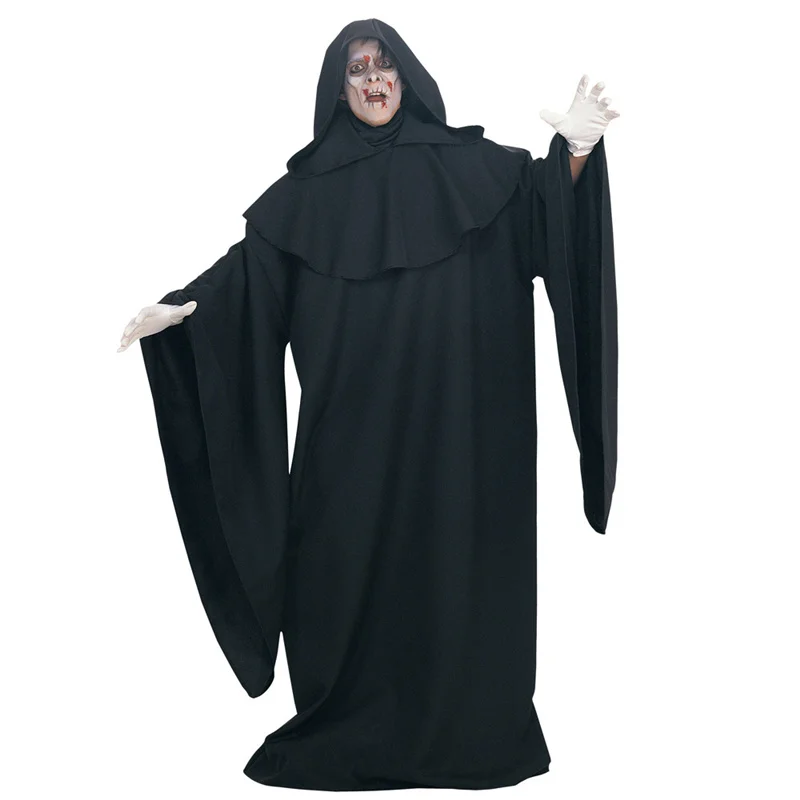 Fear Dark Demon Ghost Cosplay Costumes Adult Men Halloween Party Masquerade Clothes Scary Scream Wizard Cloak Robe Costume