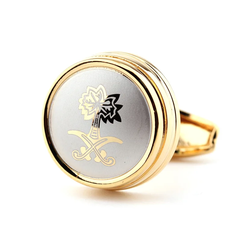 

High-End French Shirt Metal Cuff Link Lathe round Men's Accessories Four Colors Optional