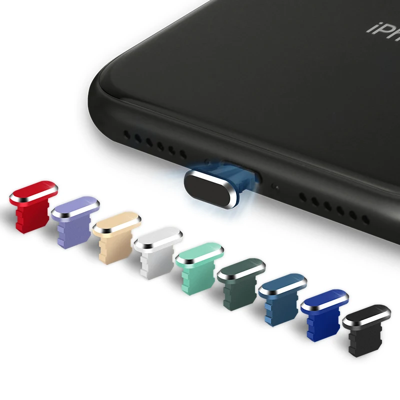 Dust Plug Protector For iphone 12 Pro Max 11 XR X Xs 8 Plus Metal Power Plug Mobile Phone Accessories
