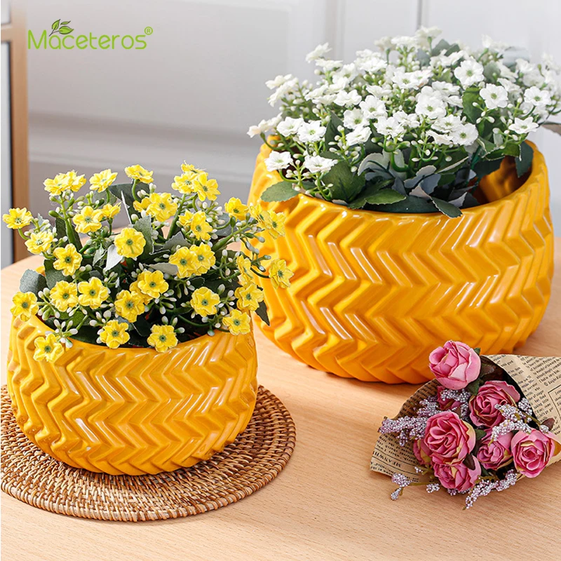 

Желтая керамическая ваза в современном минималистичном стиле, креативное украшение для гостиной, спальни, рабочего стола, Цветочная композ...