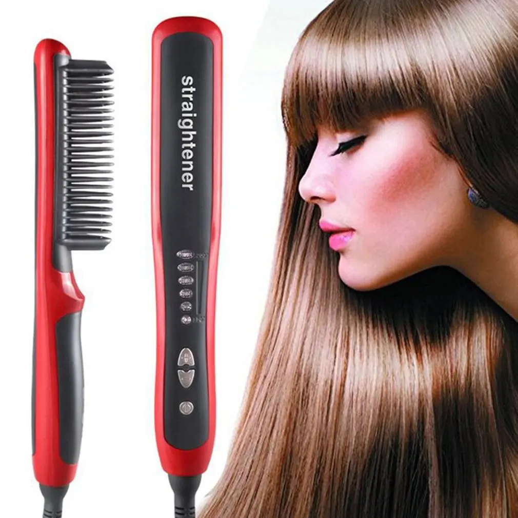 

Ceramic Straight Hair Comb Multifunction Beard Straightener Styler Brush Men Heat Hair Curling Iron Electric Hair Care