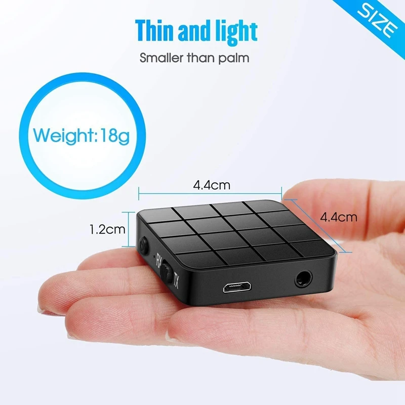 

Bluetooth 5.0 Transmitter Receiver Bluetooth Audio Adapter 2 in 1 Bluetooth Adapter Mini Portable 3.5mm Jack