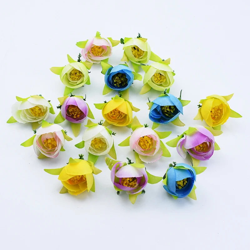 

10/30 Pieces MINI stamen tea roses wedding bridal accessories clearance fake plastic flowers diy christmas decorations for home