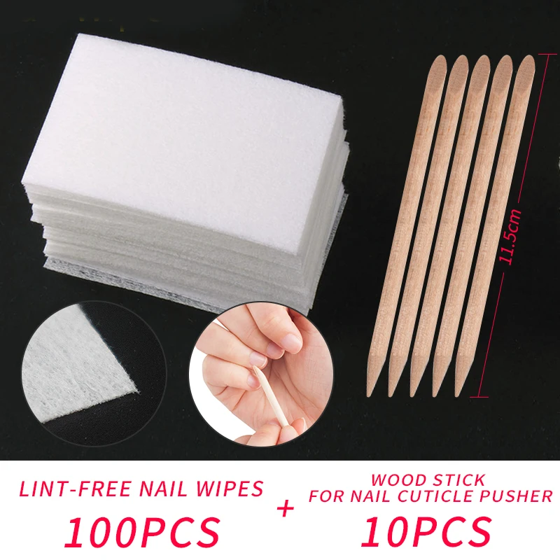 New 100 PCS-wood 100 шт. безворсовые ватные диски для ногтей салфетки для маникюрный гель для ногтей для удаления лака обертывания хлопок Жидкость для снятия лака для ногтей инструменты для ногтей - Цвет: New 100 PCS-wood