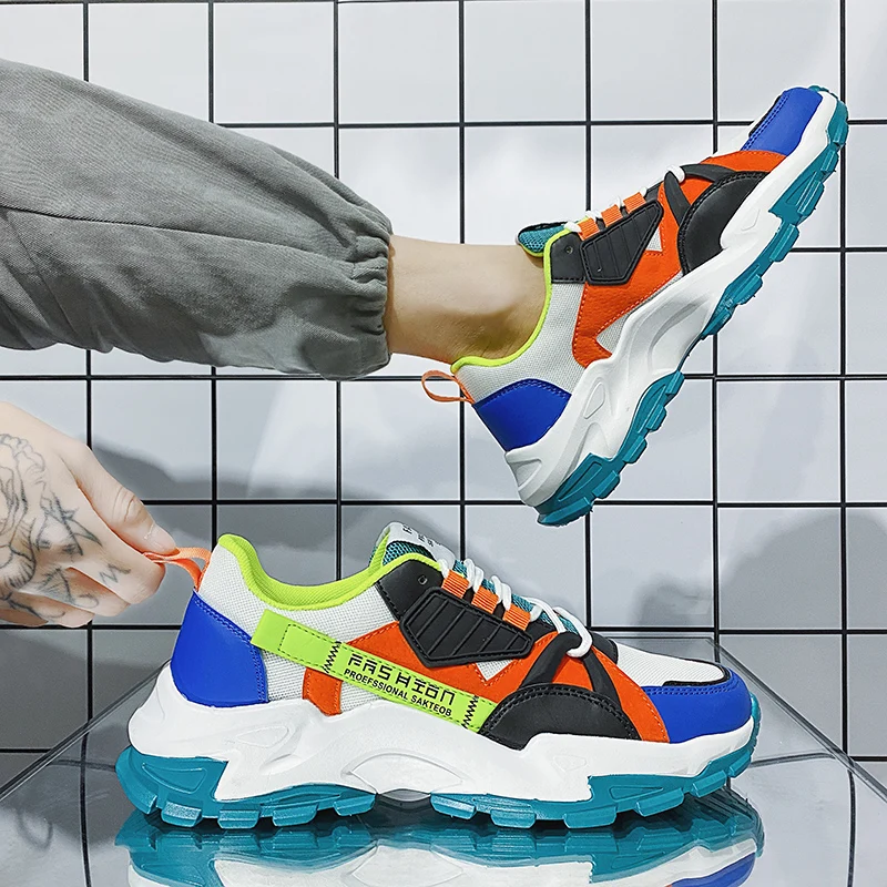 Hot Sale Sneakers for Men Spring Mixed Color Sports Shoes Breathable Man Running Shoes Outdoor Shoe Light Comfortable Sneakers